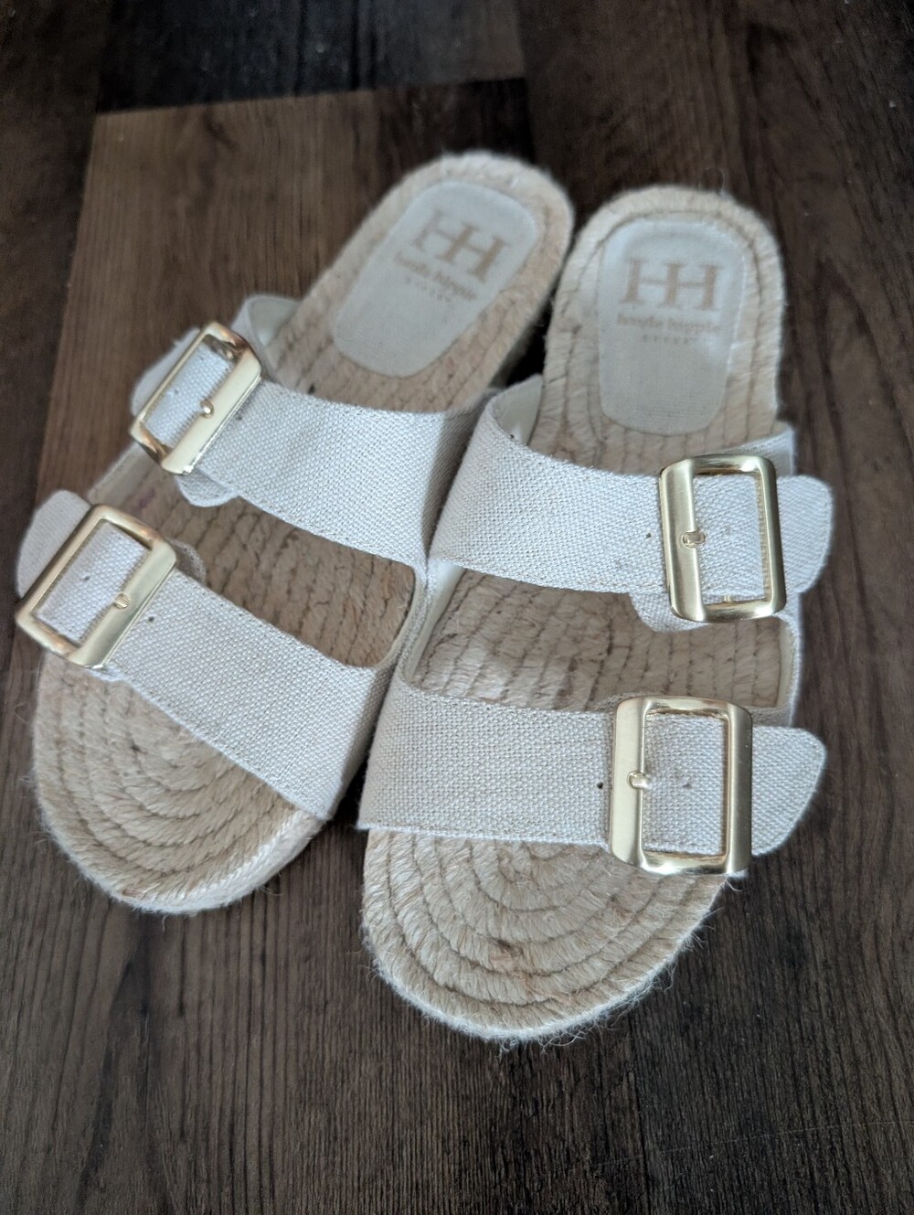 Haute Hippie Canvas Slide Sandal New Wo Box Size 8 Beige